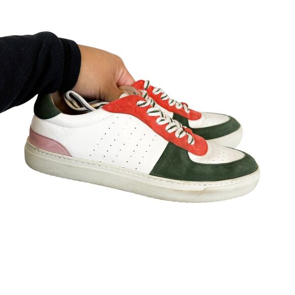 Boden Shoes - Boden Womens Lace Up Leather Trainers Sneakers Shoes White Green - 37 7